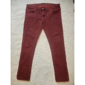 Mens Hipster Indie Nudie Jeans Co Red Size 34 x 32 Bootcut Stretchy